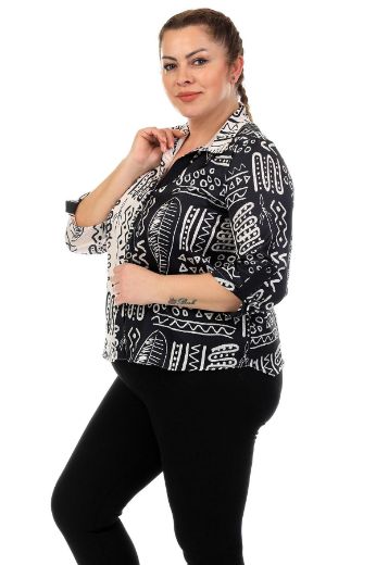 Picture of ROXELAN RBP6627xl BLACK Plus Size Women Shirt 