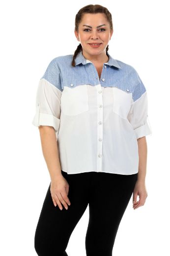 Picture of ROXELAN RBP6107xl ECRU Plus Size Women Shirt 
