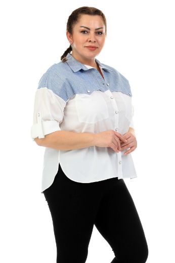 Picture of ROXELAN RBP6107xl ECRU Plus Size Women Shirt 