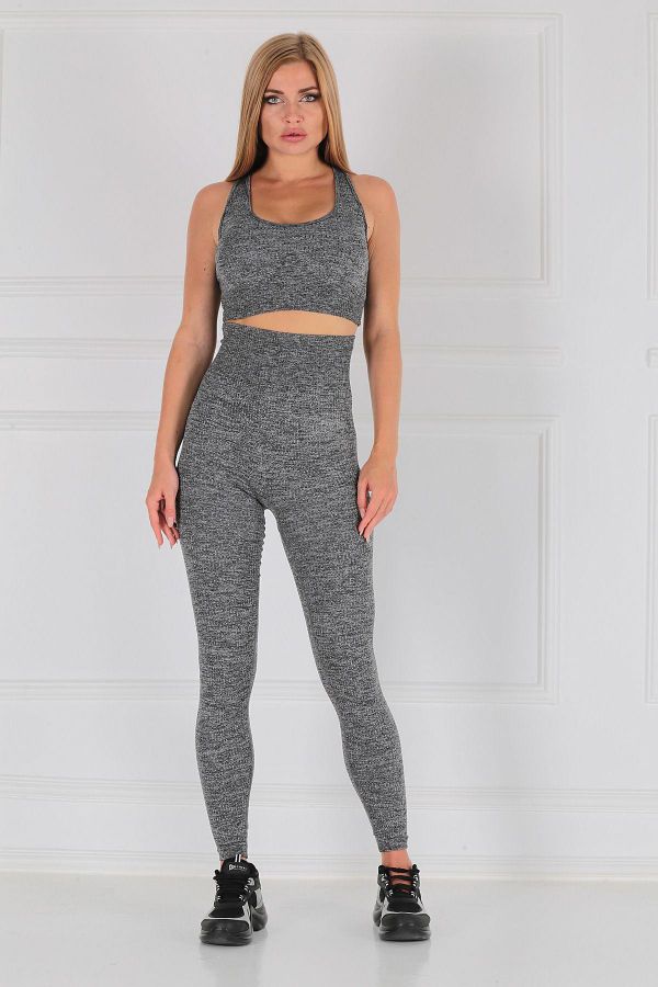 Picture of Penyelux A7122V8 ACTIVEWEAR SEAMLESS TANK TOP-TAYT TAKIM GREY Women Tight