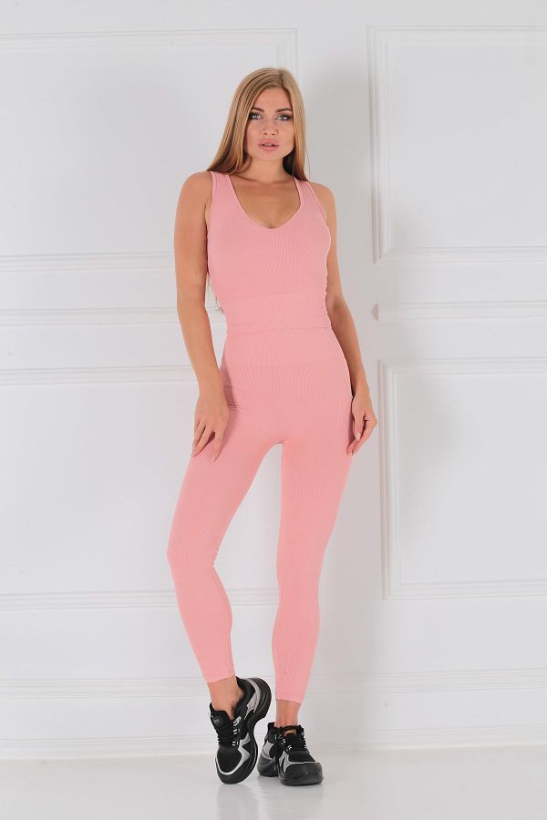 Picture of Penyelux A7125V2 ACTIVEWEAR SEAMLESS TANK TOP-TAYT TAKIM PINK Women Tight