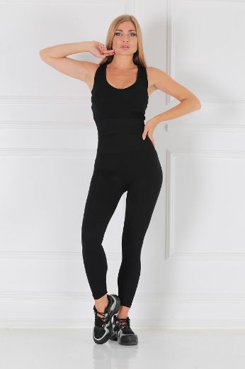 Picture of Penyelux A7125V1 ACTIVEWEAR SEAMLESS TANK TOP-TAYT TAKIM BLACK Women Tight