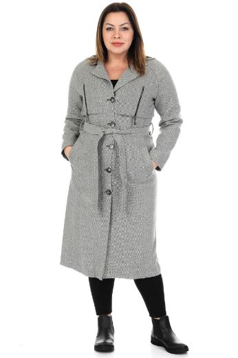 Picture of To-see 9063xl GRAY-25  Plus Size Women Trenchcoat