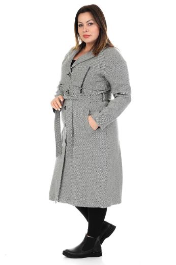 Picture of To-see 9063xl GRAY-25  Plus Size Women Trenchcoat