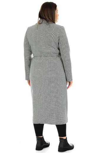 Picture of To-see 09013XL GRAY-25  Plus Size Women Trenchcoat