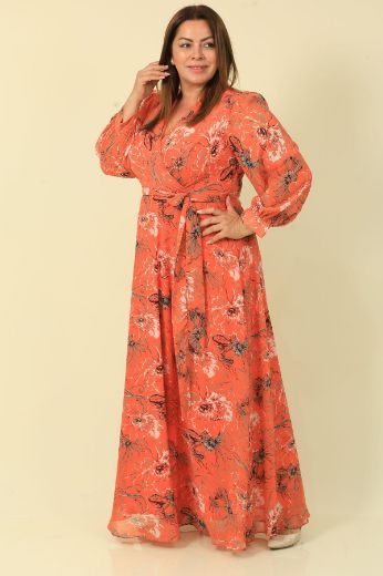 Picture of Wioma 4224xl ORANGE Plus Size Women Dress 
