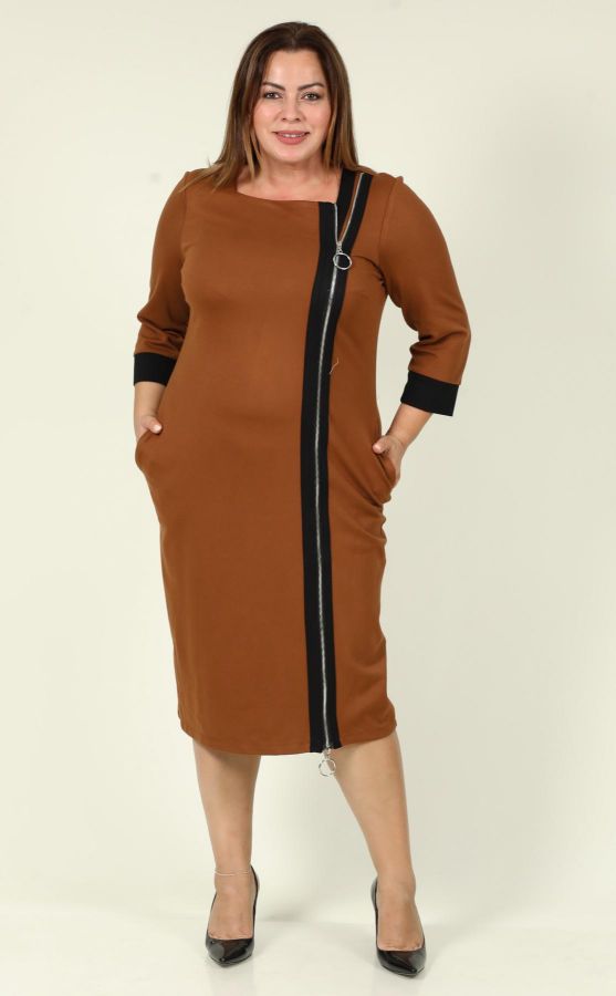 Picture of Estee 6341xl BROWN Plus Size Women Dress 