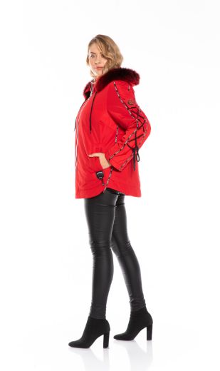 Picture of Aysel 61819-44 RED Women Puffer Coat Plus Size