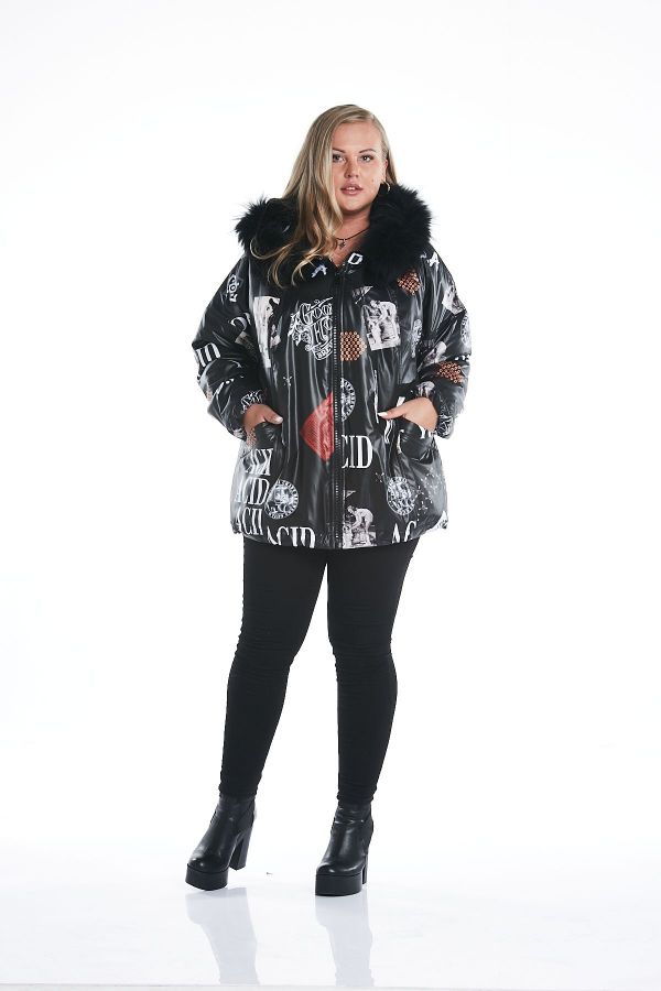Picture of Aysel 61766-44 BLACK Plus Size Women Puffer Coat 