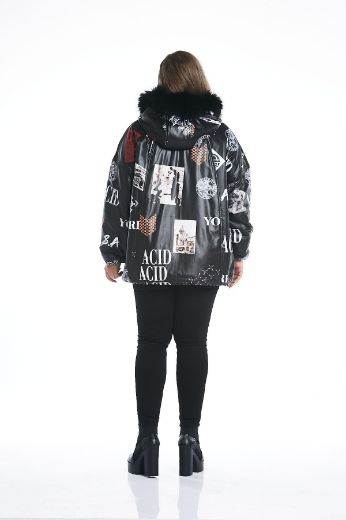 Picture of Aysel 61766-44 BLACK Plus Size Women Puffer Coat 