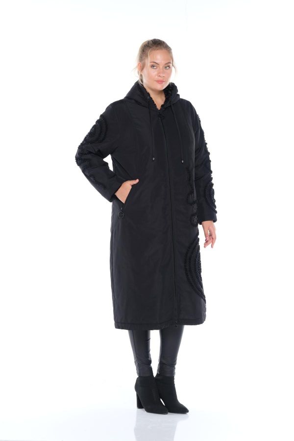 Picture of Aysel 10372-44 BLACK Plus Size Women Coat 