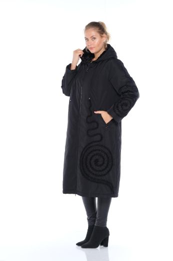 Picture of Aysel 10372-44 BLACK Plus Size Women Coat 