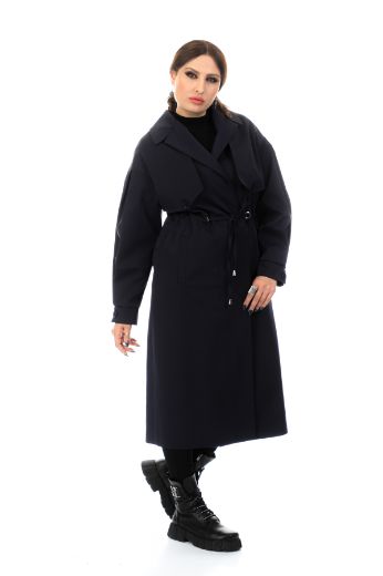 Picture of To-see 7115XL NAVY BLUE  Plus Size Women Trenchcoat