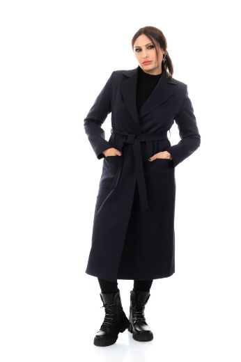 Picture of To-see 7110XL NAVY BLUE  Plus Size Women Trenchcoat