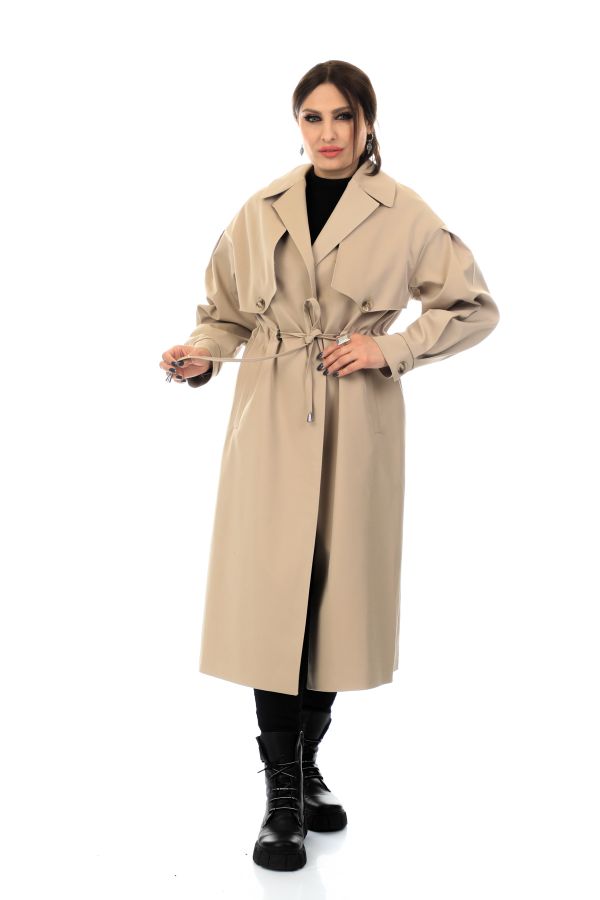 Picture of To-see 7115XL CREAM  Plus Size Women Trenchcoat
