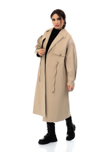 Picture of To-see 7115XL CREAM  Plus Size Women Trenchcoat
