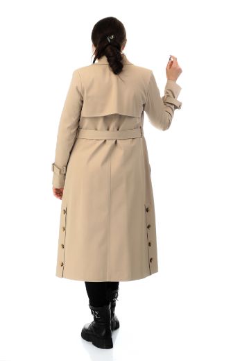 Picture of To-see 7111XL CREAM  Plus Size Women Trenchcoat