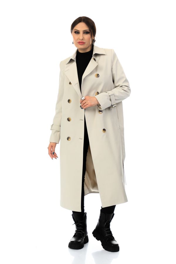 Picture of To-see 7111XL STONE  Plus Size Women Trenchcoat