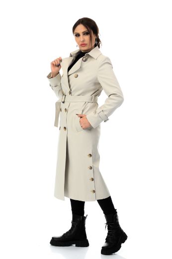 Picture of To-see 7111XL STONE  Plus Size Women Trenchcoat