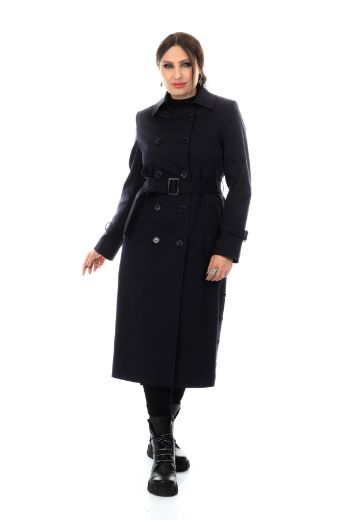 Picture of To-see 7111XL NAVY BLUE  Plus Size Women Trenchcoat
