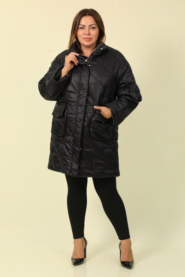 Picture of Aysel 71242xl-50 BLACK Plus Size Women Coat 