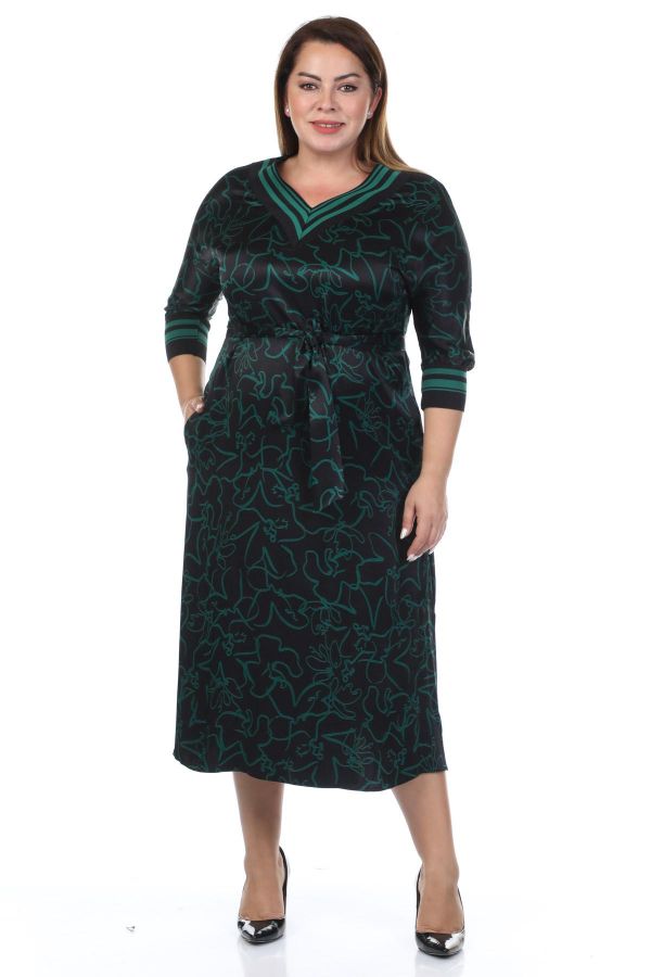 Biljana 6108xl YESIL Büyük Beden Kadın Elbise resmi