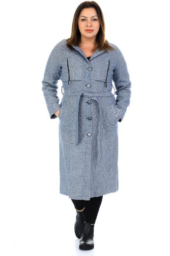 Picture of To-see 9063xl BLUE-21 Plus Size Women Coat 