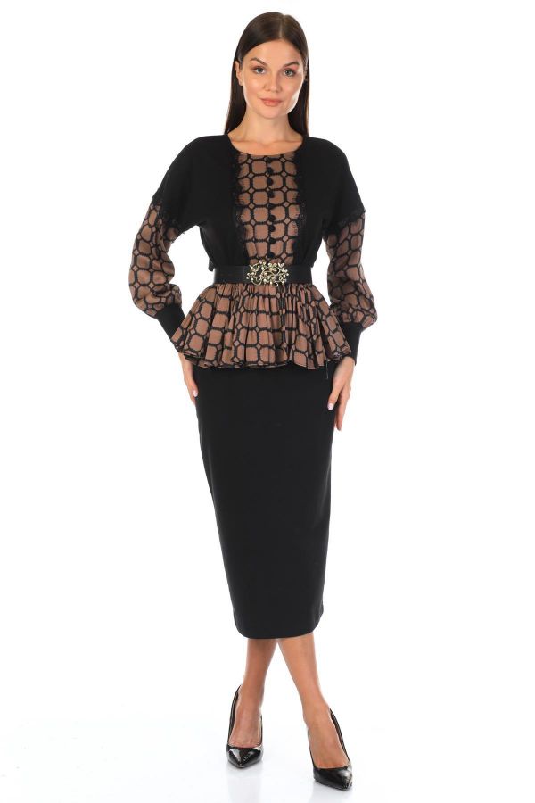 Picture of Aluch 8142 BLACK WOMANS SKIRT SUIT 