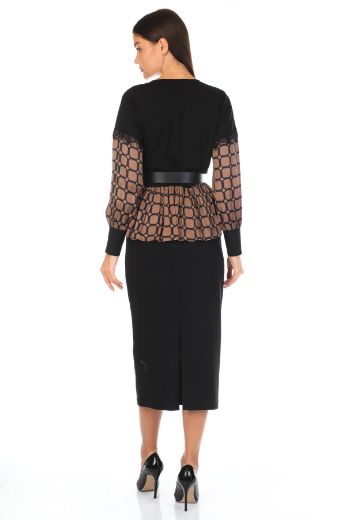 Picture of Aluch 8142 BLACK WOMANS SKIRT SUIT 