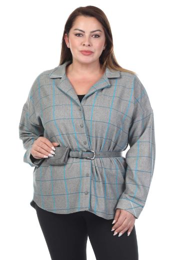 ROXELAN RBP6876xl MAVI Büyük Beden Kadın Gömlek resmi
