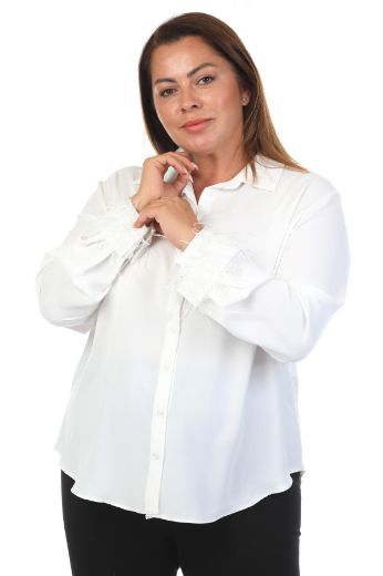 Sandrom 3320xl EKRU Büyük Beden Kadın Gömlek resmi