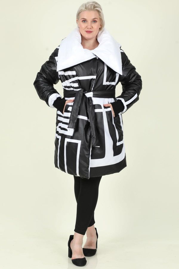 Picture of Ilgazlı 21105xl BLACK Plus Size Women Coat 