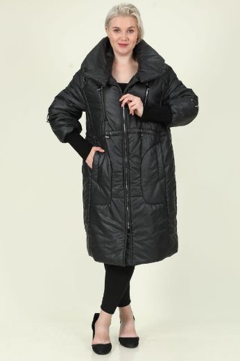 Picture of Ilgazlı 24006xl BLACK Plus Size Women Coat 