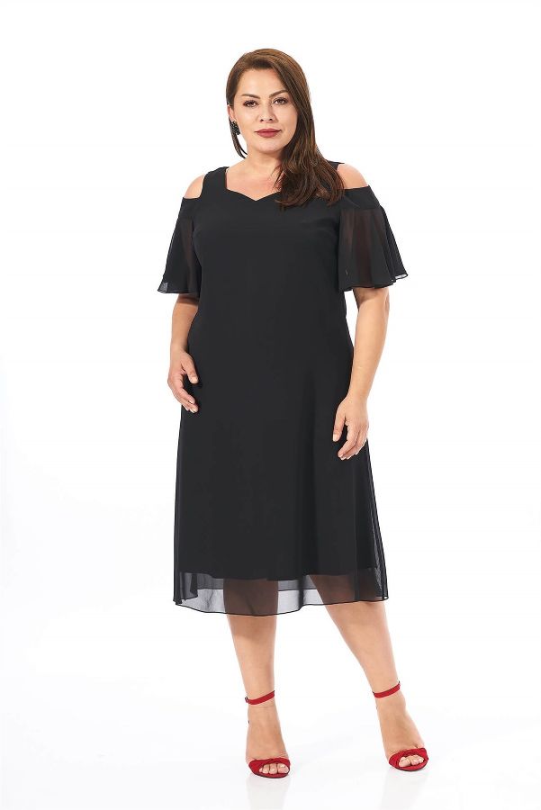 Picture of LİLAS XXL 1008 BLACK Women Evening Dress