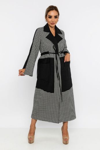 Picture of Renata 7394 BLACK- CHEQUERED Women Coat