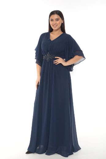 Изображение Angelino Boutique Shop GDN528-33 ТЕМНО-СИНИЙ Вечернее платье большого размера