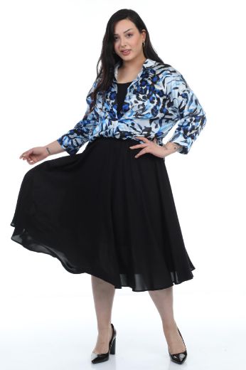 ROXELAN RDP8227xl MAVI Büyük Beden Kadın Elbise resmi