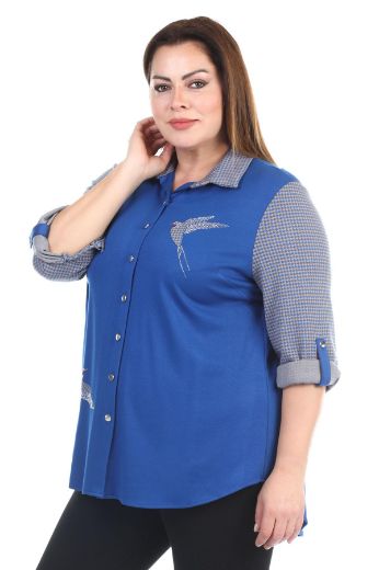 Picture of Aras 8276xl SAX Plus Size Women Shirt 