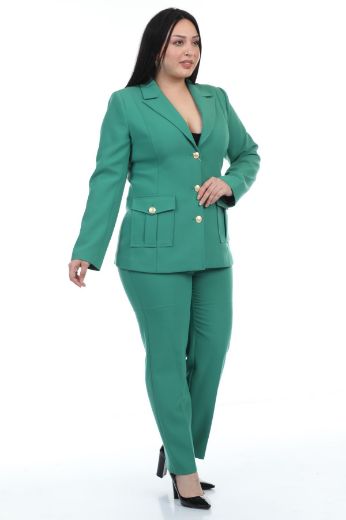 Picture of Womma 73266xl GREEN Plus Size Women Suit