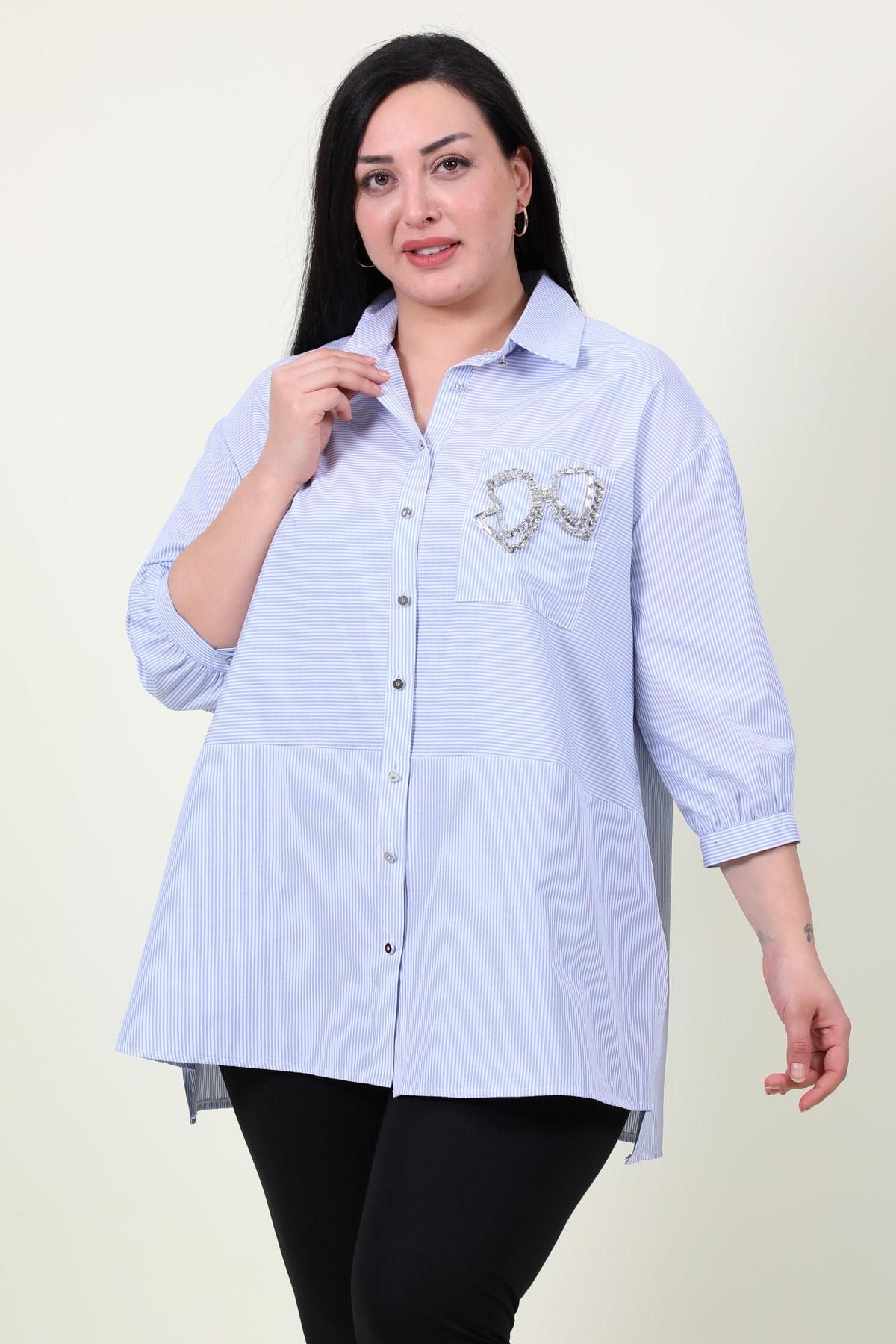 Biljana 0135xl INDIGO Plus Size Women Blouse