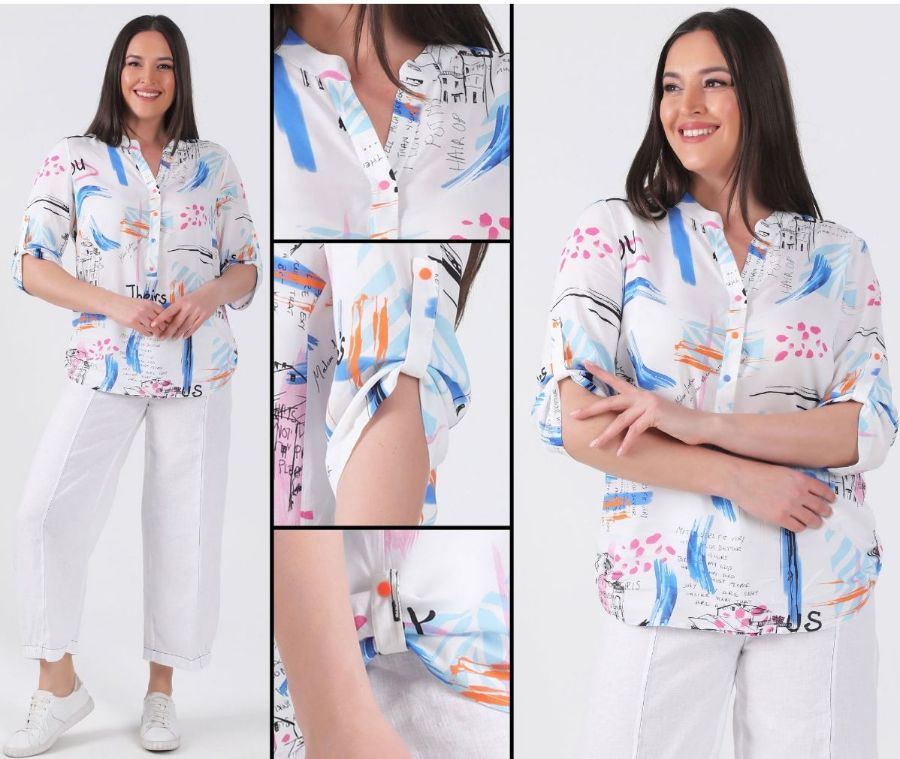 Изображение Arda Tex 9639 D БЕЛЫЙ Женская блузка большого размера