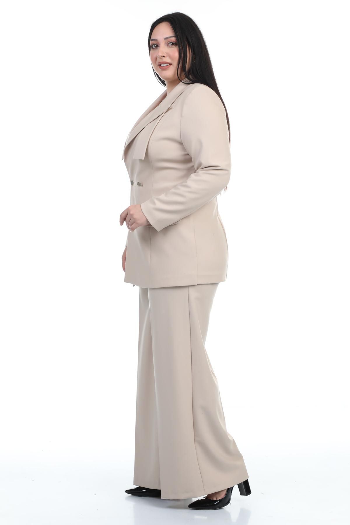 Plus size hot sale cream pantsuit