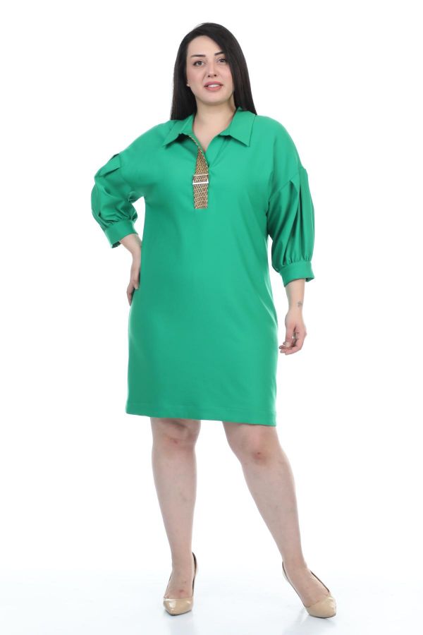 ROXELAN RDP8245xl YESIL Büyük Beden Kadın Elbise resmi