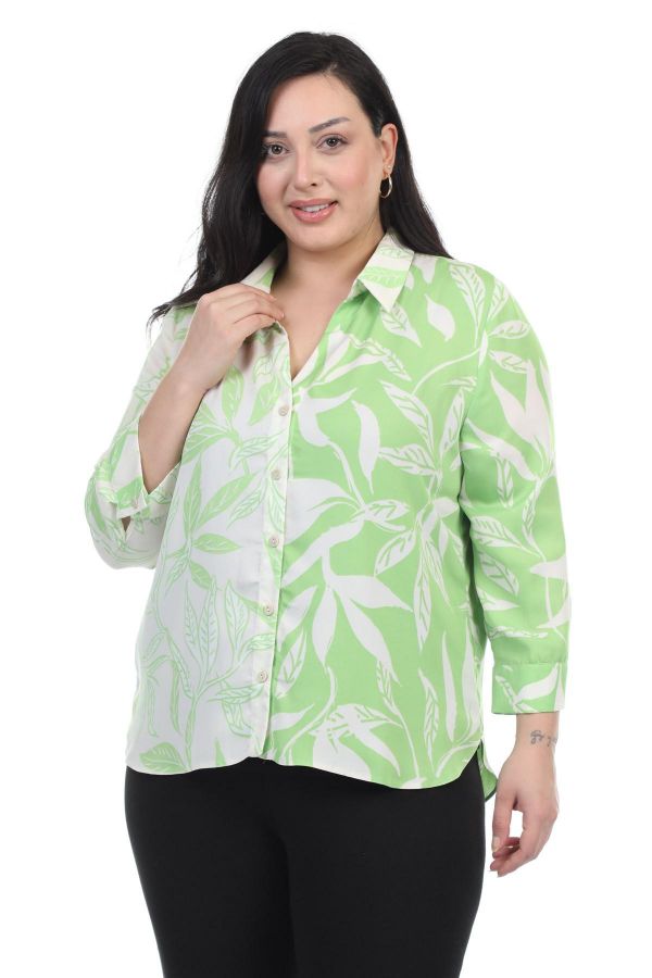 Picture of ROXELAN RBP2194xl PISTACHIO GREEN Plus Size Women Shirt 