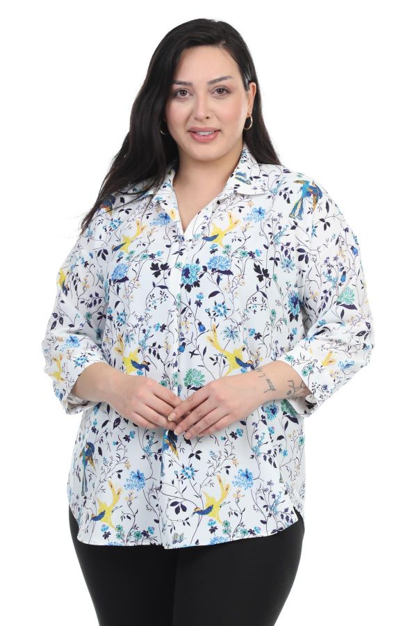 Seul Y23LTK52365Bxl MAVI Büyük Beden Kadın Gömlek resmi