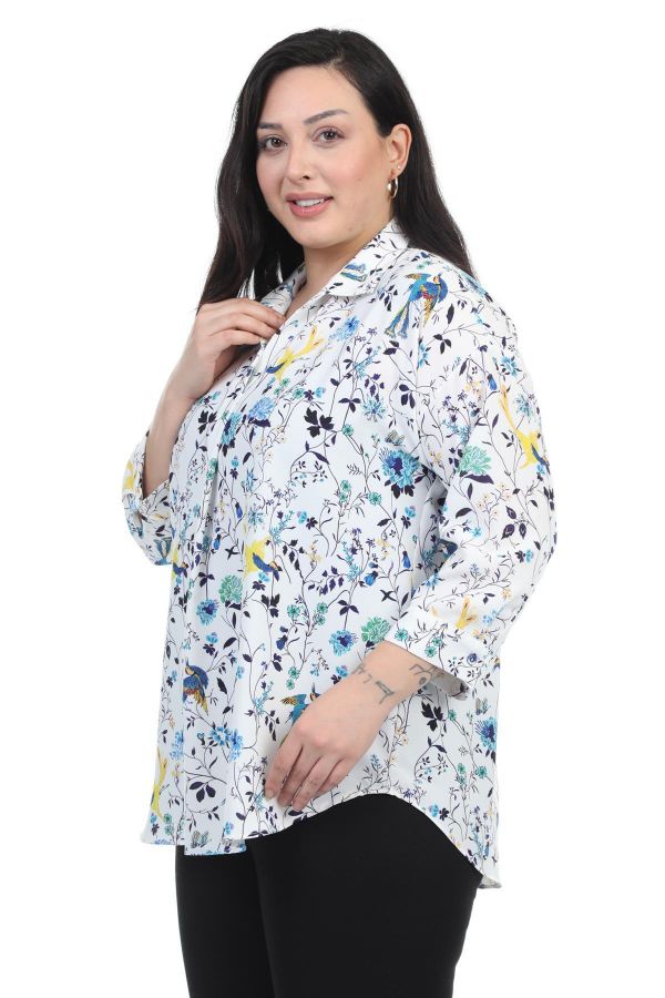 Seul Y23LTK52365Bxl MAVI Büyük Beden Kadın Gömlek resmi