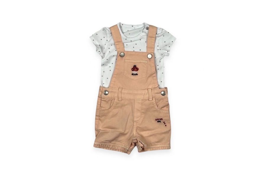 Picture of Bebepan 4227 PINK Girl Overalls