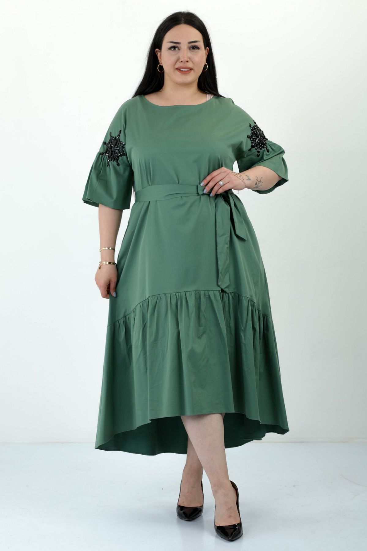 Plus size olive green on sale dress