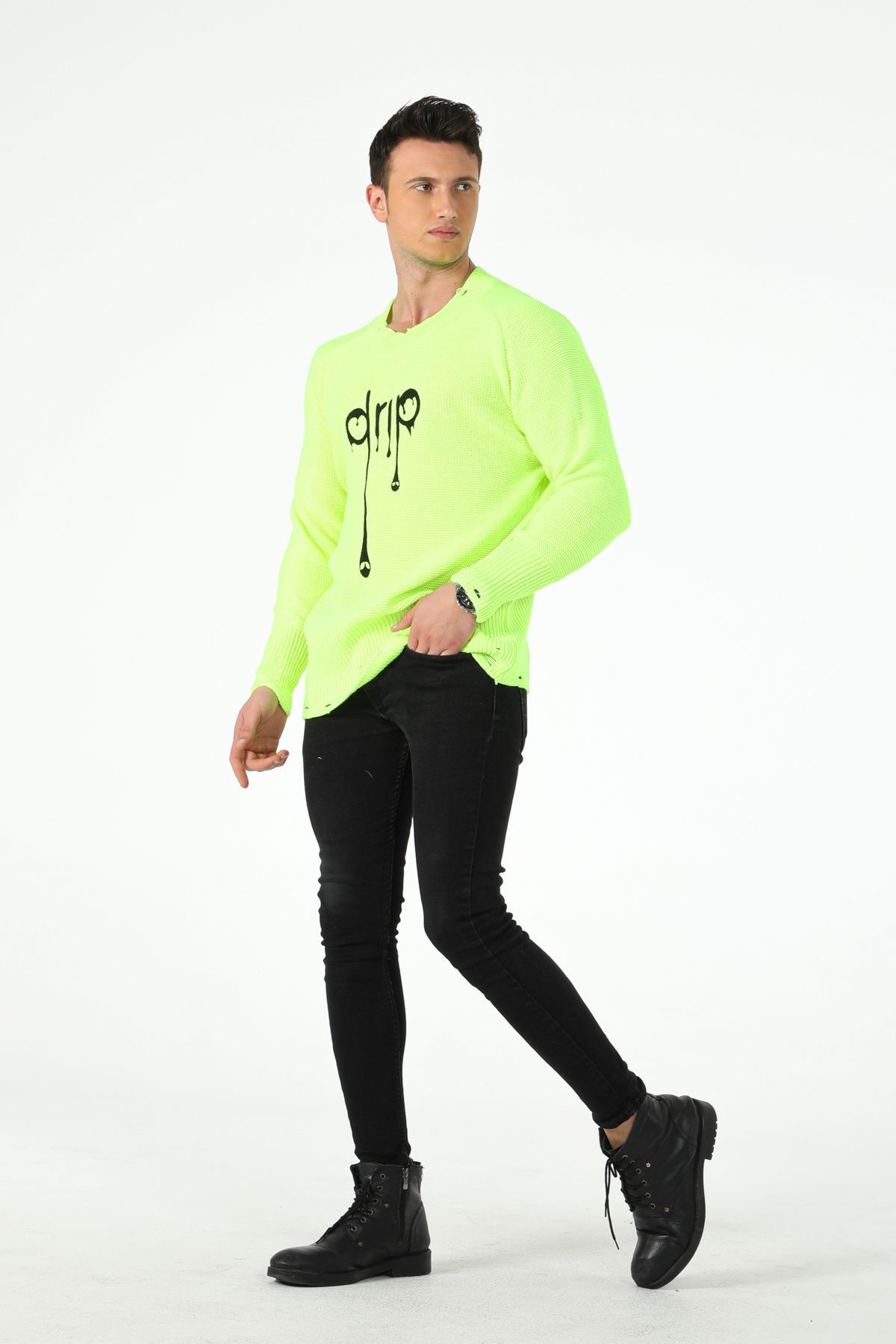 Mens hot sale neon sweater