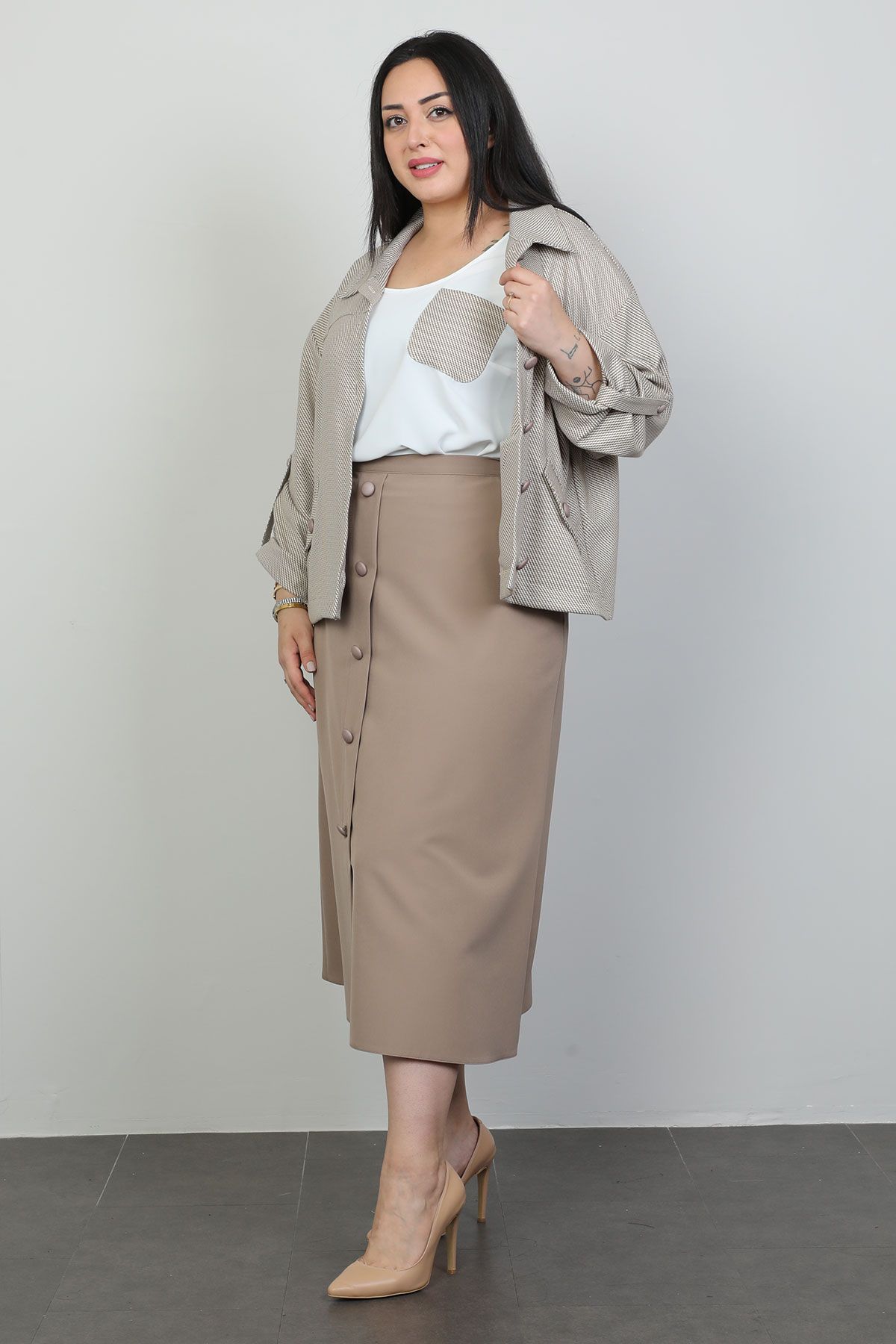 Nzr Line 3910xl BROWN Plus Size Women Suit